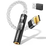 MoKo USB C to 3.5mm イヤホンジャック 変換アダプター DACアダプター イヤホンケーブル CX31993デコーダー&MAX97220オペアンプデュアルチップ内蔵 32Bit/384kHzハイレゾ対応 単結晶銅メッキ銀導体ケーブル アルミニウム合金製 小型 軽量 Black