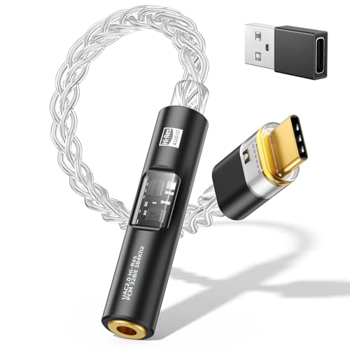 MoKo USB C to 3.5mm �C���z���W���b�N �ϊ��A�_�v�^�[ DAC�A�_�v�^�[ �C���z���P�[�u�� CX31993�f�R�[�_�[&MAX97220�I�y�A���v�f���A���`�b�v���� 32Bit/384kHz�n�C���]�Ή� �P���������b�L�⓱�̃P�[�u�� �A���~