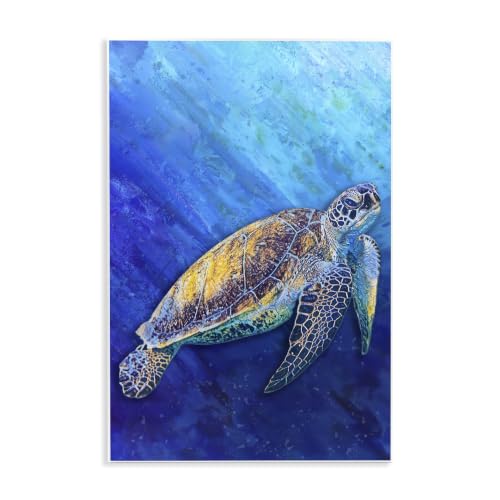 Stupell Industries Sea Turtle Swimming Deep Blue Ocean Under Water, Design by Alpenglow Workshop