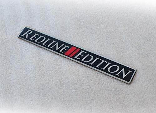 2 unit set (pair) of Redline Edition Real Metal Premium Emblem Badges 5"x .75" Custom Car Trunk or Motorcycle Motif