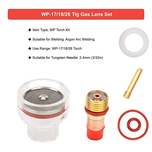Tig Welding Gas Lens, Tig Welding Nozzle Cup Tig Torch Glass Cup Tig Welding Cup Guide Fluid Protection Nozzle Set Tig Welding Accessories For Tig-17/18/26(2.4Mm) #TOP1