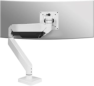 HILLPORT Ultrawide Single Monitor Arm White Heavy Duty Desk Mount Computer Monitor Stand for 17 to 43 inch Adjustable Gas Spring Monitor, Screen up to 30lbs with VESA 75x75mm or 100x100mm M7P