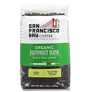 San Francisco Bay Whole Bean Coffee – Organic Rainforest Blend (2lb Bag), Medium Dark Roast