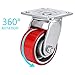 4 Pack 4-inch Heavy Duty Caster Wheels, Red Polyurethane Caster with Swivel Top Plate, 3000lb Total Capacity, for Rack Case, Home Furniture, Industrial Trailer (2 Rigid & 2 Swivel)