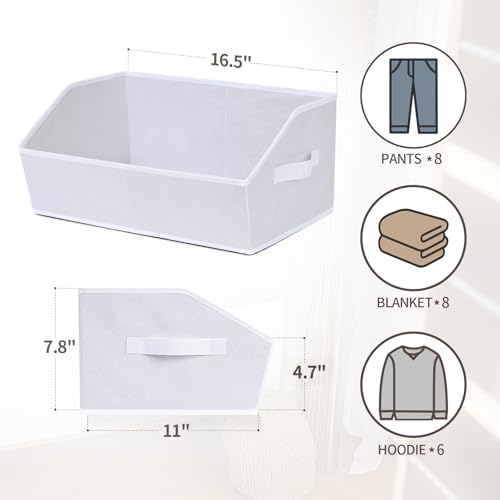Image of Homsorout Closet Baskets for Shelves Trapezoid - Decorative Storage Baskets with Handle, Closet Bins for Organization, Shelf Storage Bins for Clothes, Books, Home, Office, 10 Pack, White