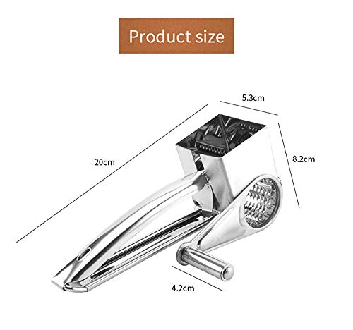 Beowanzk Cheese Graters,Cheese Grater Rotary for Kitchen with Handle,Parmesan Cheese Grater Stainless Steel Handheld,Small Hand Rotating Multi Grater Machine for Cheese,Vegetable,Carrot,Potato