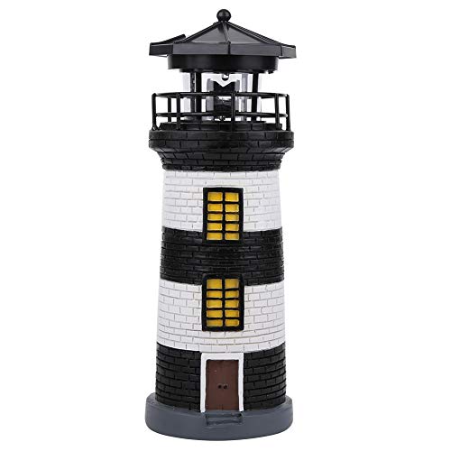 Dibiao Leuchtturm Licht Solarbetriebene Leuchtturm Outdoor Wasserdicht LED Solar Licht für Garten Zaun Hof Outdoor Dekoration (Schwarz)