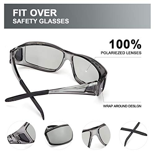 LVIOE Fit Over Photochromic Polarized Sunglasses for Outdoor Activities Wear Over Rx/Prescription Glasses UV400 Protection3