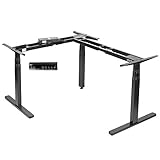 VIVO Electric Motor Height Adjustable Corner 3 Leg Standing Desk Frame, Frame Only, Sit Stand...