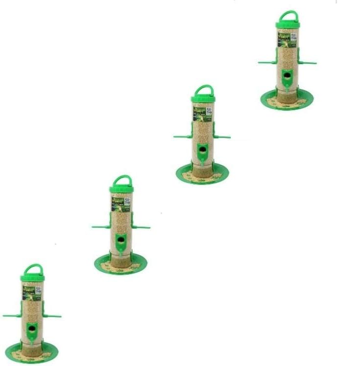 - Amijivdaya Plastic Bird Feeder with Holding Handle with 6 Feed Nozzles - Heavy Duty Hanging Bird Food Feeder for Balcony, Outdoor, Pack of 4 (Large, Green)