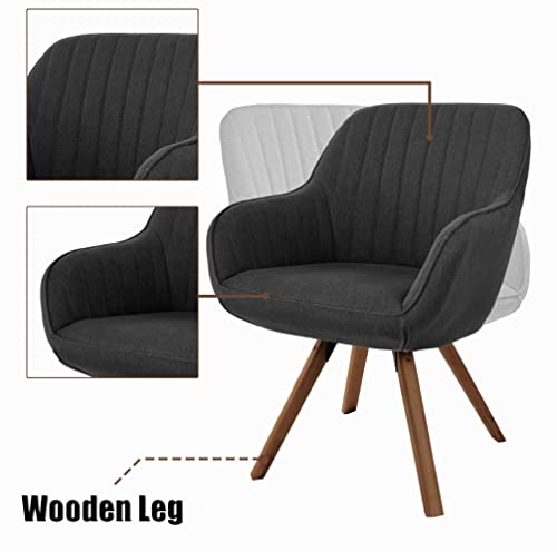Kithkasa Mid Century Modern Desk Chair No Wheels Swivel Accent Home Office Chair With Walnut Color Wood Legs For Living Room, Grey #TOP4