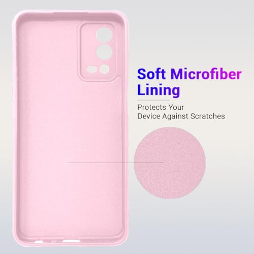 Image of LIRAMARK Silicone Soft Back Cover Case with Micro-Fibre Cloth On Inner Side for Oppo A55 4G (Pink)