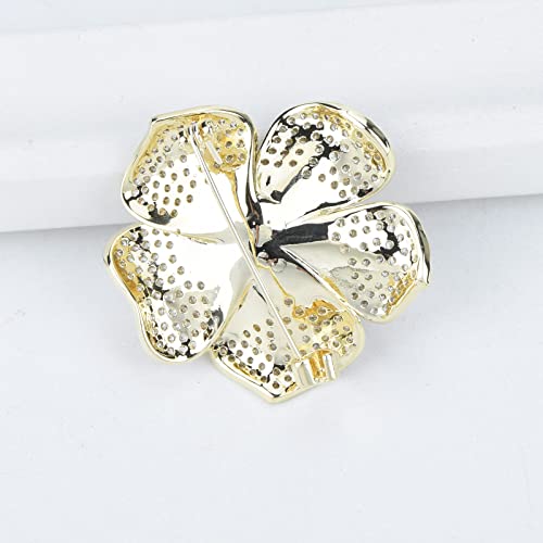 Image of Elegant Crystal Blooming Rose Flower Brooch Lapel Pin Breastpin for Women Birdal Cardigan Hat Scarf Suit Sweater Floral Pins