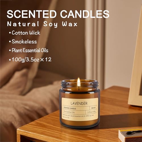 Image of 12Pack Scented Candle Set - Aromatherapy Candle Gift Set - Long Lasting Jar Candles for Men| Women, Ideal for Birthdays, Mother's Day Thanksgiving Gifts