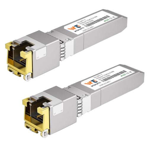 Image of 80-Meter 10G SFP+ to RJ45 Module 2 Pack, 10GBase-T Copper Transceiver | SFP+ to Ethernet Module CAT.6a /CAT7 Auto-Negotiation for RJ45 Port, Compatible with Cisco SFP-10G-T-X, Netgear and More