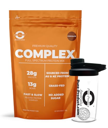 Pure Product Australia Pure Complete Whey Protein Blend WPI/WPC/Casein Powder Chocolate 5KG with Glass Shaker