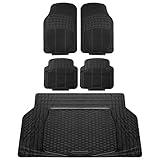 FH Group Automotive Floor Mats - Heavy-Duty Rubber, All Weather Protection Universal Fit Full Set Floor Mats and Cargo Mat, Climaproof, Semi Custom Trimmable for Most Cars, Sedan, SUV, Truck, Black