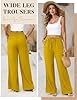 Voqeen Womens Linen Trousers Summer Wide Leg Beach Trousers with Elastic Waist Pockets Flowy Palazzo Pants Casual Lightweight Lounge Pants for Ladies Yellow #1