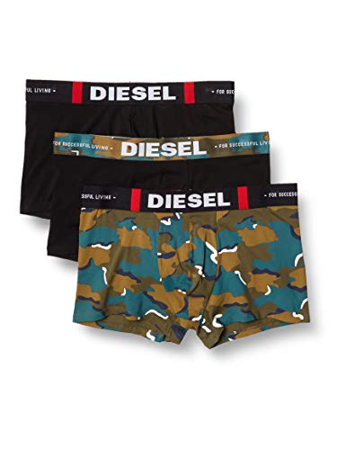 Diesel Men's UMBX-damienthreepack Boxer-Shorts, Camouflage Green/Black, M