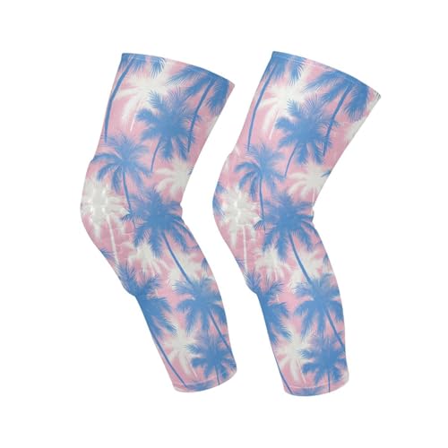 JUNZAN Tropical Palms Basketball Knee Pads for Youth Kids Wrestling Knee Pads with Sleeves Sport Kneepads for Volleyball Football Pink Blue