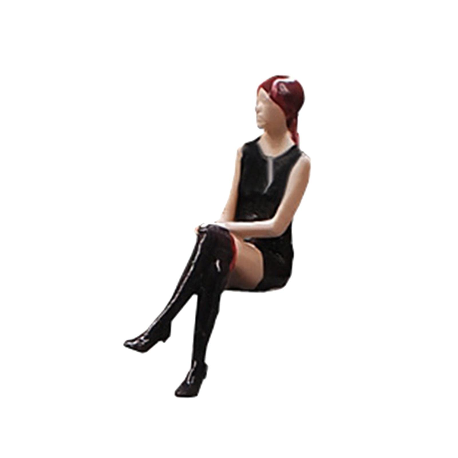 Garende 1/64 Female Figurine for Architectural Model and Desktop Display, Sitting Black