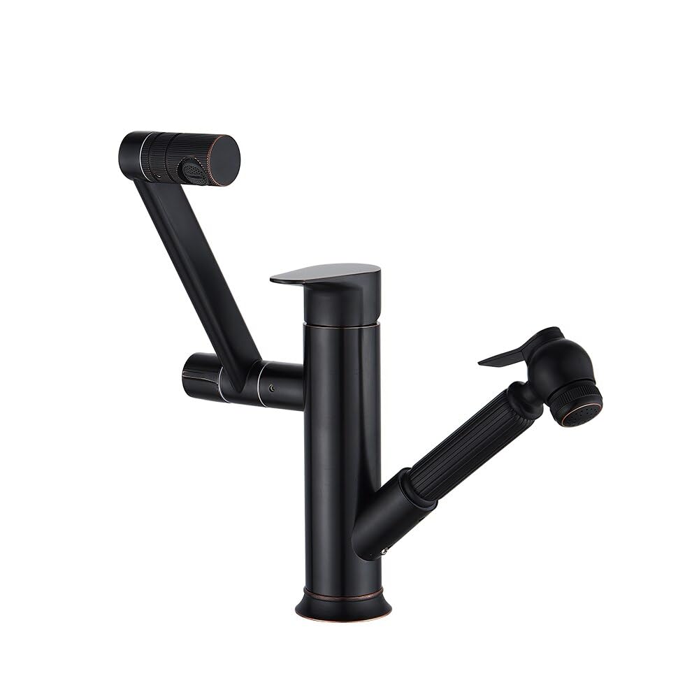 Robinet de lavabo noir anti-trace en laiton brossé pour évier