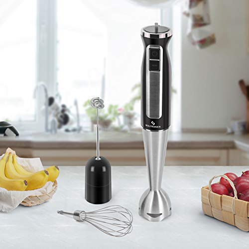 Soltronics 3-In-1 Hand Blender, 3-In-1, 8-Speed 500 Watts Stick Blender With Milk Frother, Egg Whisk For Smoothies, Coffee Milk Foam, Puree Baby Food, Sauces And Soups, Bpa-Free, Black #TOP6