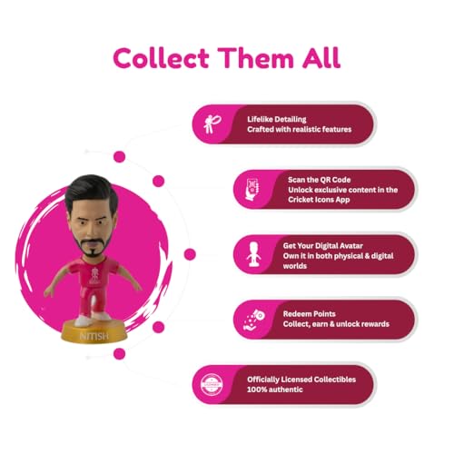 Image of Action Figure, IPL Edition 360 Rotatable Head, Cricket Player for Fans & Collectors (3 Inch Nitish Rana)