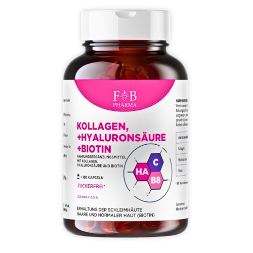 Kollagen, Hyaluronsäure & Biotin – Nahrungsergänzung für Haut, Haare und Nägel – Feuchtigkeit, Elastizität und Anti-Aging – 180 Kapseln – Ohne GMO, Hergestellt in Zertifiziertem Labor Kollagen, Hyaluronsäure & Biotin – Nahrungsergänzung für Haut, Haare und Nägel – Feuchtigkeit, Elastizität und Anti-Aging – 180 Kapseln – Ohne GMO, Hergestellt in Zertifiziertem Labor