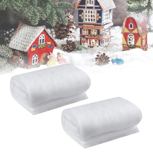 ADERTOS 2 PCS Manta de Nieve Navideña, 0.7 * 1m Manta de Nieve Falsa, Rollo de Manta de Nieve Decoración Navideña, Alfombra de Nieve Artificial para Decoración de Fondo de Aldea Navideña