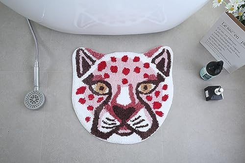 Wildlife Lion Tiger Head Design Small Rug For Bathroom,Bedroom,Home Decor Area Rug,Small Carpet,Pet Mat, (Pink Cheetah) #TOP2