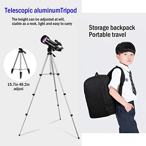 Telescopio YXCKG con trípode de aluminio, apertura 70mm y montura AZ miniatura 3