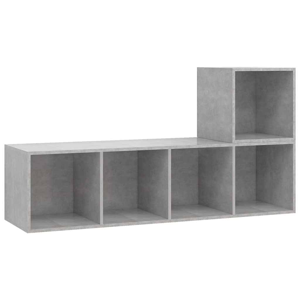 2-TLG. Hängendes TV-Schrank-Set, Betongrau Holzwerkstoff, Modernes Media-Center für Wohnzimmer und Schlafzimmer, Vielseitige Aufbewahrungslösung