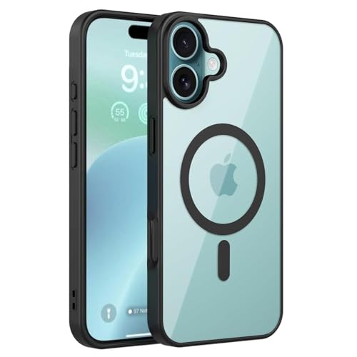 Image of AIBEX Clear Mag-Saf Case for iPhone 17-1,500 G Strong Magnetic Lock, Crystal-Clear Anti-Yellowing Back | Military-Grade Drop Protection | Camera Guard, Slim & Lightweight - Black