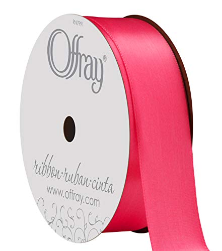 Berwick Offray 808076 7/8" Wide Single Face Satin Ribbon, Shocking Pink, 6 Yds