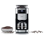 Severin Kaffeemaschine mit Mahlwerk, Kaffeeautomat mit Glaskanne und Timer-Funktion, auch als Filterkaffeemaschine, für bis zu 10 Tassen Kaffee, 1000 Watt, schwarz, Edelstahl, KA 4813