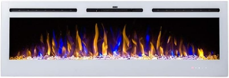 2026 TruFlame PREMIUM PRODUCT 50inch Flat White Wall Mounted Electric Fire with 3 colour Flames and can be inserted (Pebbles, Logs and Crystals)!