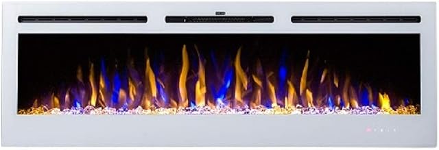 2023 NEW PREMIUM PRODUCT 50inch White Wall Mounted Electric Fire with 3 colour Flames and can be inserted (Pebbles, Logs and Crystals)!