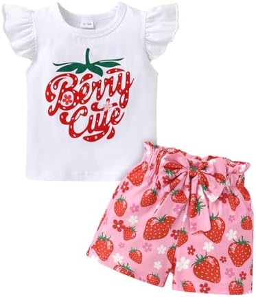 YOUNGER TREE Toddler Baby Girl Clothes Ruffle Short Sleeves T-Shi...