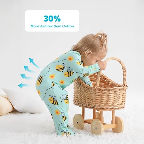 Image of Baby One-Piece Footies Long Sleeve Rompers 2-Way Zipper, Viscose from Bamboo Baby Bodysuit Clothes for Boys Girls