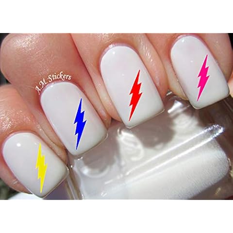 Lightening Bolt Water Nail Art Transfers Stickers Decals - Set of 43 - A1358 Cover