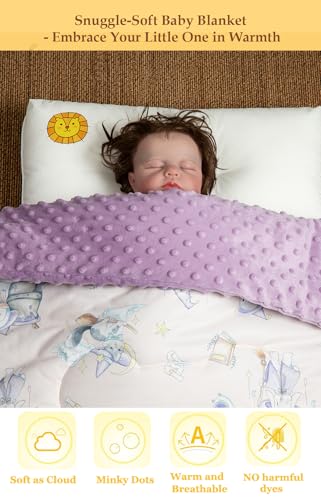 Image of Baby Comforter 40 inchx40 inch, Lightweight Down Alternative Quilted Blanket for Pack n Play, Bassinet & Crib, Soft Minky Dots Toddler Quilt, Portable Travel Size for Daycare