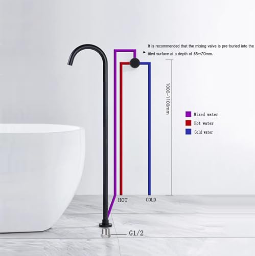 Robinet de baignoire sur pied gris monomode mitigeur autoportant à levier unique