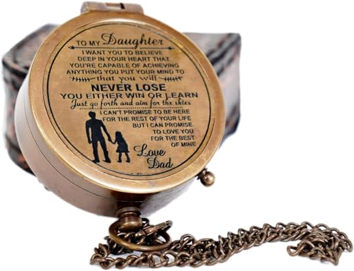 Brújula Vintage de Bolsillo de Latón con Cadena, 2 Pulgadas miniatura 1