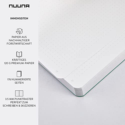 Carnet de notes A5 points 3.5mm nuuna vert émeraude en papier de qualité 120g