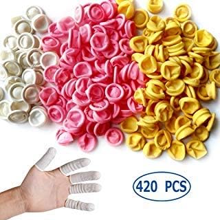 Geritte 420 PCS Disposable Latex Finger Cots, Rubber Fingertips Finger Cots Finger Gloves (Mixed Colors)(420MC)