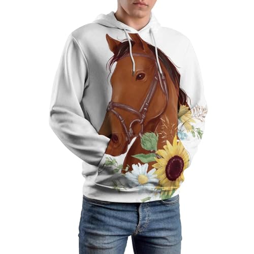 Sweat à capuche cheval UMENG pull chaud et confortable à manches longues taille S