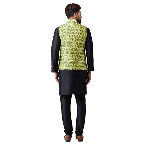 Image of SOJANYA (Since 1958, Men's Silk Blend Grey Kurta Pyjama & Silk Blend Jacket Combo