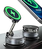 ALAFLY 15W Wireless Charger Magnetic Car Phone Holder [Vacuum Suction Cup] 360° Adjustable & Foldable Car Mount for Dashboard/Windshield/Smooth Surface [Compatible with MagSafe] for iPhone/Samsung