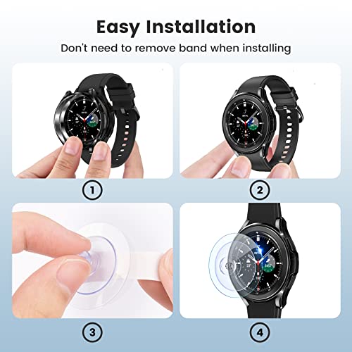 HWeggo Hoes compatibel met Samsung Galaxy Watch 4 Classic 46 mm displaybeschermhoezen, 2 stuks pantserglas beschermfolie… - Image 8